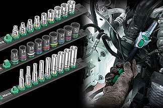 Nouvelles barres magnétiques pour douilles (1/4&quot;, 3/8&quot;, 1/2&quot;) à utilisation manuelle et mécanique. Un mécanisme de rotation souple assure un maintien sûr et un retrait facile des douilles