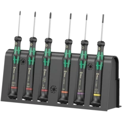 2050/6 Jeu de tournevis électronicien + Rack, 6 pièces