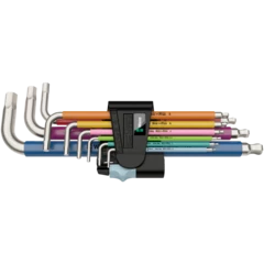 3950/9 Hex-Plus Multicolour Stainless 1 Jeu de clés mâles coudées, syst. métrique, acier inoxydable, 9 pièces