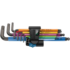 950/9 Hex-Plus Multicolour HF 1 Jeu de clés mâles coudées, syst. métrique, BlackLaser, avec fonction de retenue, 9 pièces